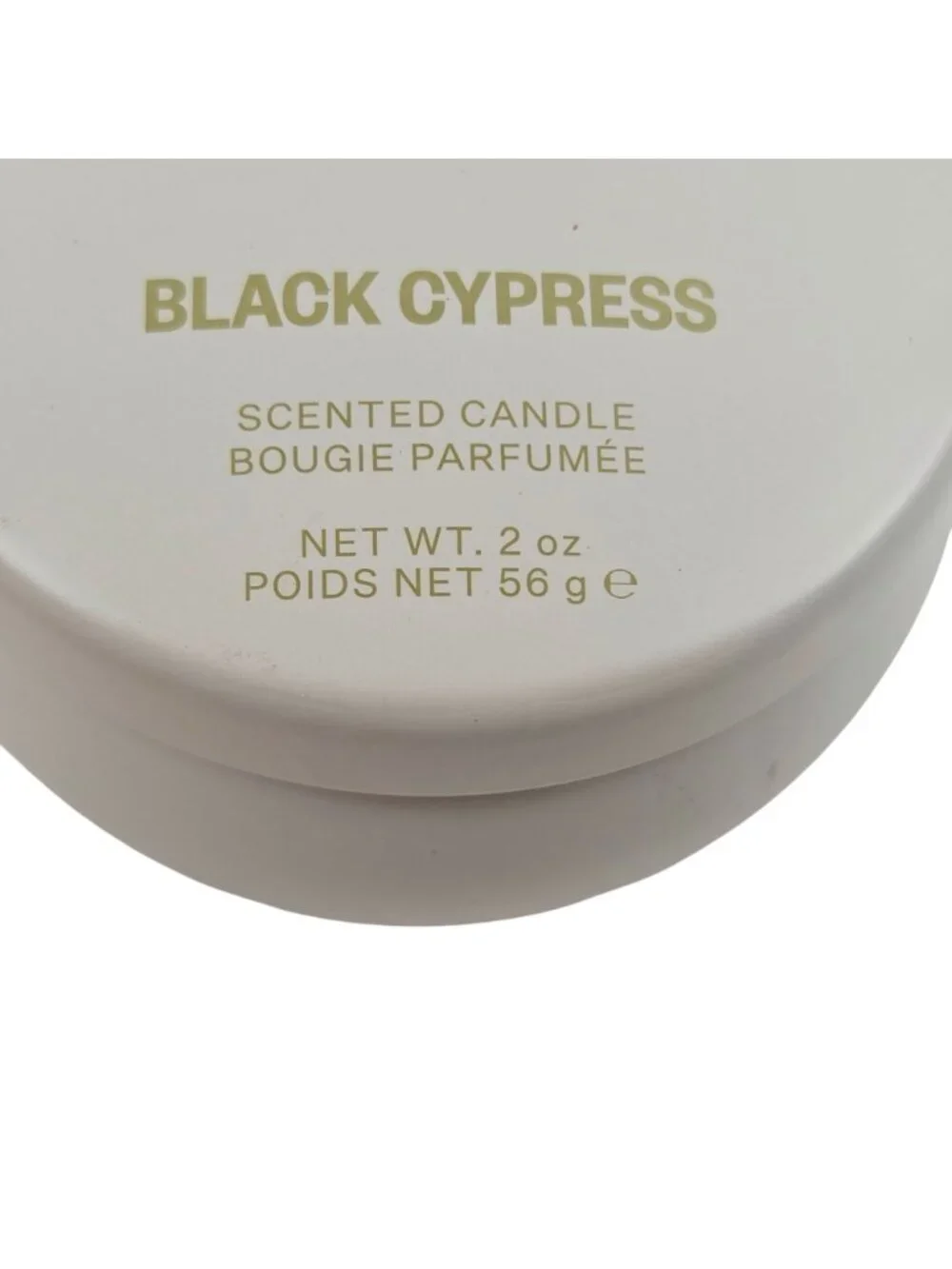 Apotheke Mini Tin Candle Black Cypress Scent 2oz White 15 Hour Burn Time